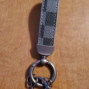 Grey and black leather checkered Keychain